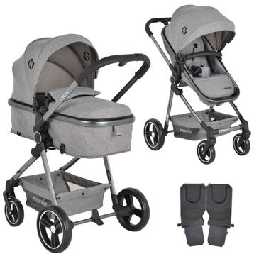 Moni Nania Giselle Grey 2-in-1 Kinderwagen incl. Adapters beschikbaar voor biedingen