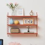 Wandrek Strängnäs met 3 planken staal baksteenrood 50x60x15, Huis en Inrichting, Woonaccessoires | Wandplanken en Boekenplanken