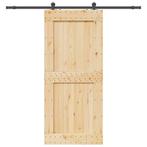 vidaXL Schuifdeur met beslag 100x210 cm massief grenenhout, Doe-het-zelf en Verbouw, Deuren en Horren, Verzenden, Nieuw