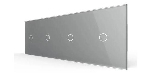 Livolo Touch Lichtschakelaar 4-Voudig | Grijs Glas | 1+1+1+1, Doe-het-zelf en Verbouw, Elektra en Kabels, Schakelaar, Nieuw, Ophalen of Verzenden