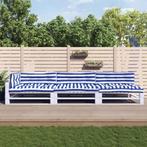 vidaXL Palletkussens 7 st stof gestreept wit en blauw, Huis en Inrichting, Woonaccessoires | Kussens, Verzenden, Nieuw