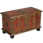 Koloniaal documenten kistje djatihout messing beslagen ca 18, Ophalen of Verzenden