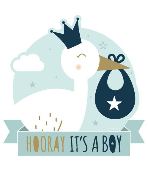 Deurbord Hooray ItS A Boy 50cm, Hobby en Vrije tijd, Feestartikelen, Nieuw, Verzenden