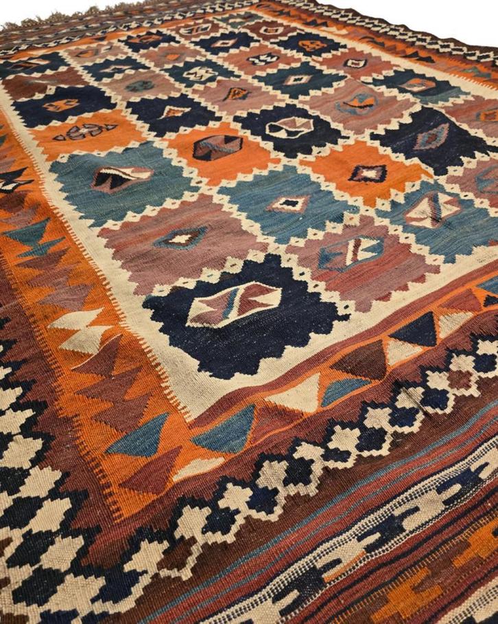 Antiek Kelim Karabach Azerbijan 270x180 wollen vloerkleed, Huis en Inrichting, Stoffering | Tapijten en Kleden, 200 cm of meer