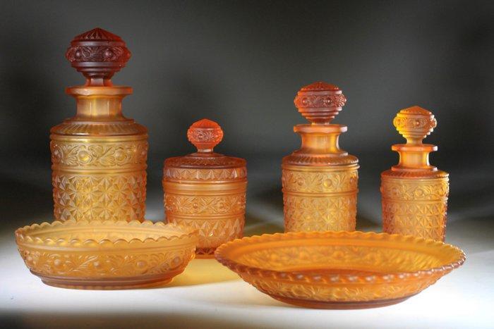 Art Deco Toiletset (5) - Val Saint Lambert - Gesatineerd, Antiek en Kunst, Kunst | Designobjecten