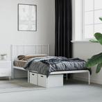 vidaXL Bedframe met hoofdbord metaal wit 100x190 cm, 100 cm, Eenpersoons, Verzenden, Wit
