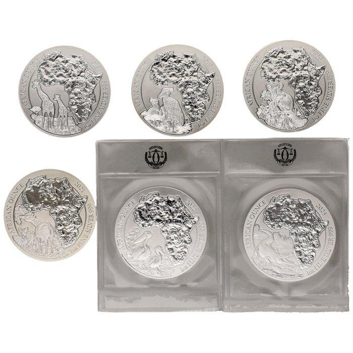 Rwanda. 50 Frank 2018/2023 - African Ounce Coins (6 stuks), Postzegels en Munten, Munten | Europa | Niet-Euromunten