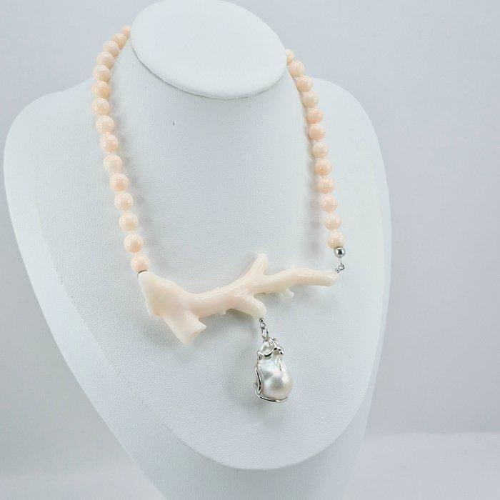 Koraal - Zilver - Kraagketting - ROZÉ CORALLO, Antiek en Kunst, Curiosa en Brocante