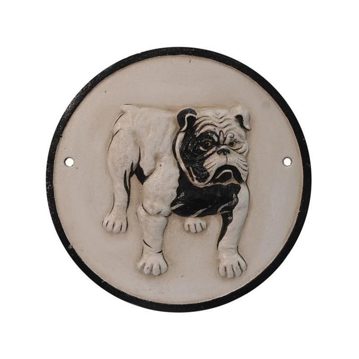 Gietijzeren bulldog plaquette (Beeldjes - Decoratie), Antiek en Kunst, Kunst | Beelden en Houtsnijwerken, Verzenden