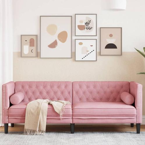 vidaXL Driezitsbank Chesterfield-stijl met bolsters fluweel, Huis en Inrichting, Banken | Bankstellen, Nieuw, Stof, Driepersoons