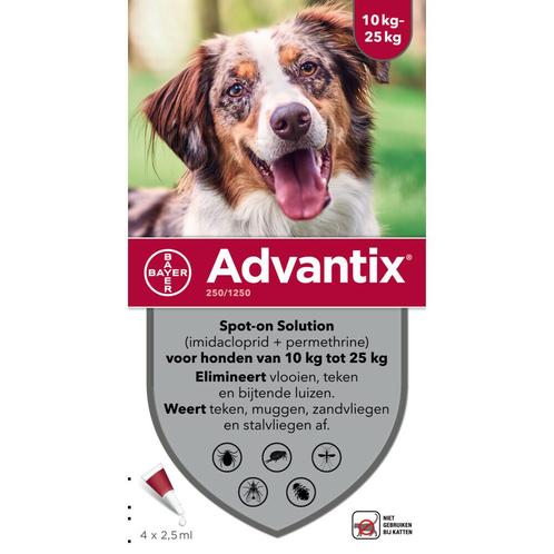 Advantix Spot On 250 Anti Vlooien en Teken Druppels Hond 10, Dieren en Toebehoren, Overige Dieren-accessoires, Nieuw, Verzenden
