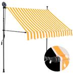 vidaXL Luifel handmatig uitschuifbaar met LED 150 cm wit en, Tuin en Terras, Zonneschermen, Verzenden, Nieuw