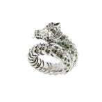Statement ring - 18 karaat Witgoud Smaragd - Diamant - Maat