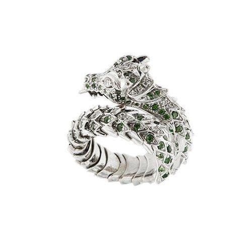 Statement ring - 18 karaat Witgoud Smaragd - Diamant - Maat, Sieraden, Tassen en Uiterlijk, Antieke sieraden