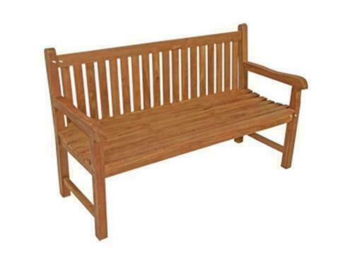 Lesli tuinbank teak rechte rug 150 cm, Tuin en Terras, Tuinsets en Loungesets, Bank, Nieuw, Hardhout