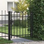 vidaXL Poort met gebogen bovenkant enkel 1x1 m staal zwart, Verzenden, Nieuw