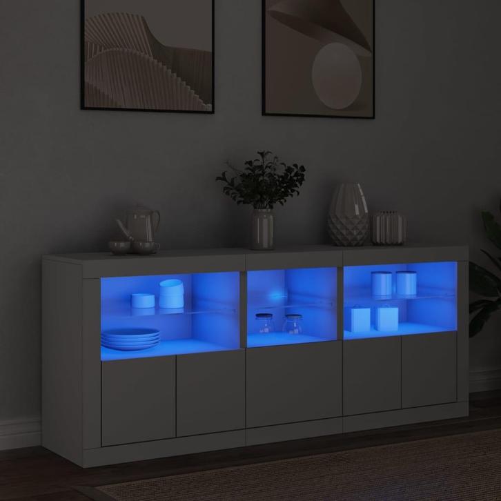 vidaXL Dressoir met LED-verlichting 162x37x67 cm wit, Huis en Inrichting, Kasten | Dressoirs, 50 tot 75 cm, Nieuw, Minder dan 50 cm