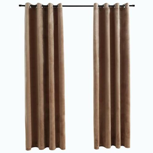 Luxe Fluweel Gordijnen Beige | retourdeal | 140x245cm, Huis en Inrichting, Stoffering | Gordijnen en Lamellen, Beige, Nieuw, 200 cm of meer