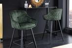 Design barkruk EUPHORIA groen fluweel zwart metalen poten, Ophalen of Verzenden, Nieuw