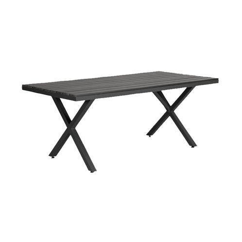 *WOONWINKEL* Brafab Leone Tuintafel Zwart Metaal En Houtlook, Tuin en Terras, Tuinsets en Loungesets, Nieuw, Verzenden