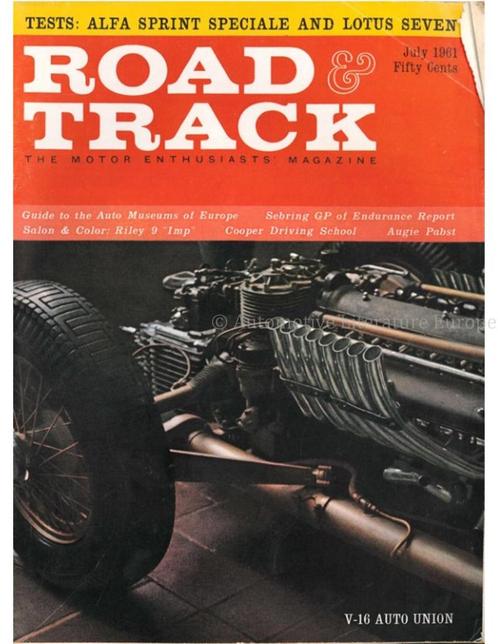 1961 ROAD AND TRACK MAGAZINE JULI ENGELS, Boeken, Auto's | Folders en Tijdschriften