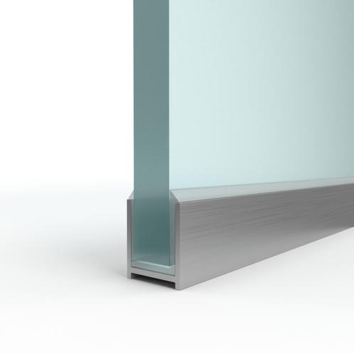 Dry glaze U - CHR - profiel-Chroom - 2400 mm-2 afdekkappen, Doe-het-zelf en Verbouw, Metalen, Nieuw, Ophalen of Verzenden