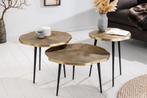 Set van 3 bijzettafels ORGANIC 60/50/40cm antiek messing, Ophalen of Verzenden, Nieuw