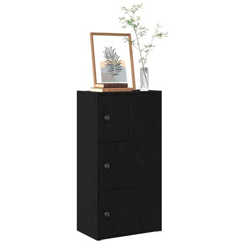 vidaXL Boekenkast 40x24x77 cm bewerkt hout zwart, Huis en Inrichting, Kasten | Boekenkasten, Nieuw, Overige houtsoorten, Verzenden