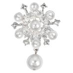 Fako Bijoux - Broche - Bloem Met Parels - Isabella - 43x62mm, Verzenden, Nieuw