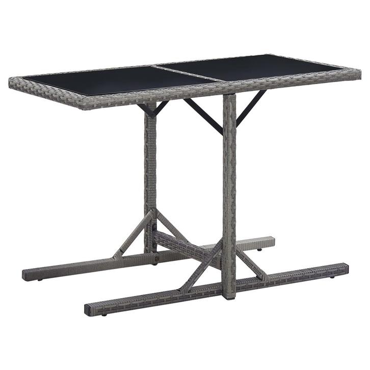 vidaXL Tuintafel 110x53x72 cm glas en poly rattan antraciet, Tuin en Terras, Tuintafels, Nieuw, Verzenden