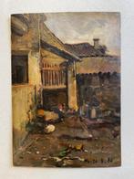 Lorenzo Delleani (1840-1908) - Cortile del casolare