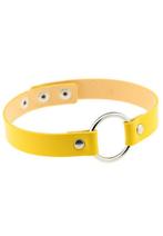 Choker Geel Ring Pu Leer Collar Ketting Halsband Sexy, Sieraden, Tassen en Uiterlijk, Kettingen, Kunststof, Verstelbaar, Geel