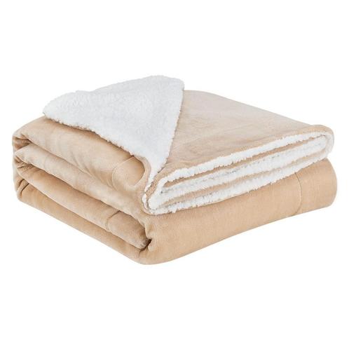 Fleecedeken 2 kanten - 150 x 200 cm - Zandkleur, Huis en Inrichting, Woonaccessoires | Plaids en Woondekens, Nieuw, Verzenden
