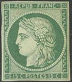 Frankrijk 1850 - Ongekartelde Ceres, 15 c. heel donkergroen, Postzegels en Munten, Gestempeld