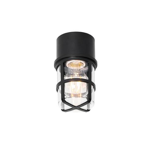 Plafond- en wandlamp zwart met heldere kap IP54 - Kiki, Tuin en Terras, Buitenverlichting, Nieuw, Minder dan 50 watt, Kunststof