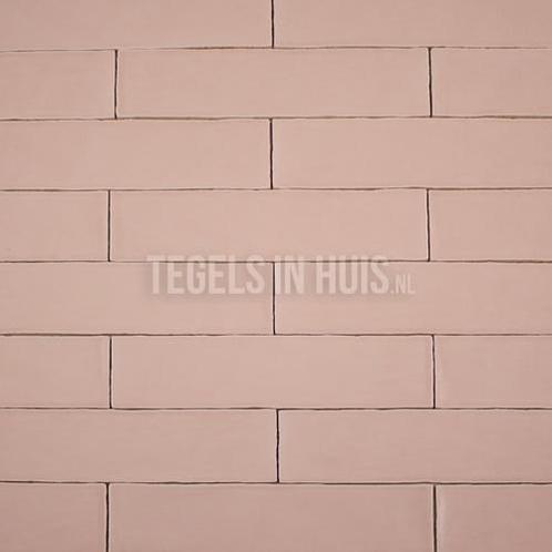 Langwerpige witjes 7,5x30 cm handvorm wandtegel glans roze, Doe-het-zelf en Verbouw, Tegels, Wandtegels, Nieuw, 10 m² of meer