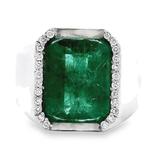 Ring Platina - 7.28ct. tw. Smaragd - Diamant, Nieuw