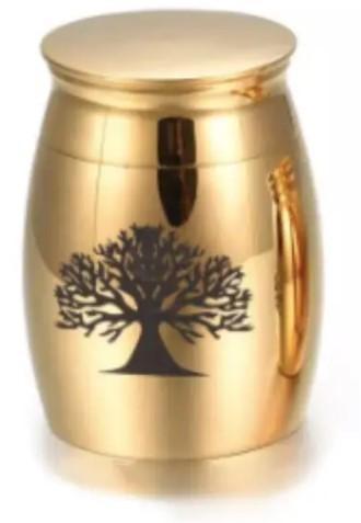 Mini urn RVS tree of life goud ook voor hond / poes beschikbaar voor biedingen