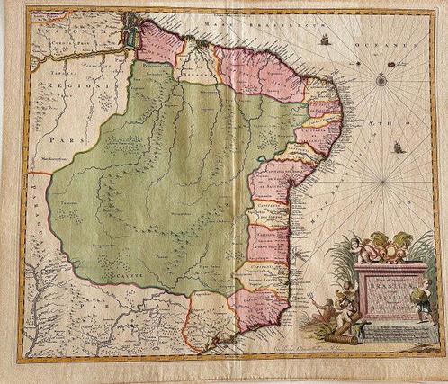 Brazilië - Brazilië; Schenk II, Petrus - Kaart van Brazilië., Boeken, Atlassen en Landkaarten