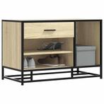 vidaXL Schoenenbank 80x40x53,5 cm bewerkt hout en metaal, Huis en Inrichting, Banken | Voetenbanken en Poefen, Verzenden, Nieuw