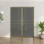 Dubbele stalen taatsdeur 6 Vlaks  Olijfgroen Rook glas Luxe, Minder dan 80 cm, Overige typen, Nieuw, Metaal