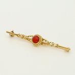 Broche - 14 karaat Geel goud - Bloedkoraal, Sieraden, Tassen en Uiterlijk, Antieke sieraden