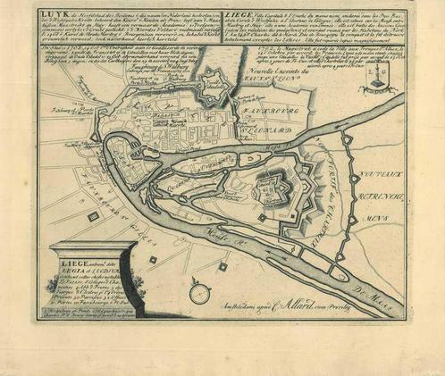 Stadsplattegrond van Liege, Antiek en Kunst, Kunst | Etsen en Gravures