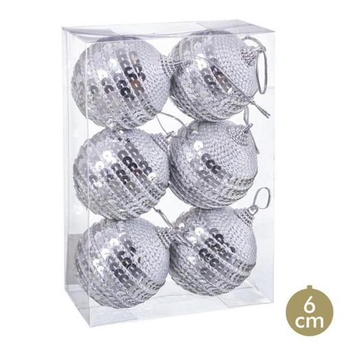 Kerstballen set 6 stuks Zilver Ø 6 cm, Diversen, Kerst, Nieuw, Ophalen of Verzenden