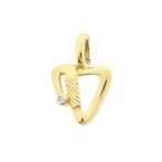 9 Krt. Abstracte hanger met diamant | 0,01 ct., Sieraden, Tassen en Uiterlijk, Antieke sieraden, Ophalen of Verzenden, Goud, Met edelsteen