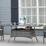TRUUSK Tuintafel Polyrattan Glazen Tafel 150x85x74cm Met Vei, Verzenden, Nieuw