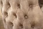 Chesterfield Stoel CASTLE DELUXE beige fluweel met, Ophalen of Verzenden, Nieuw