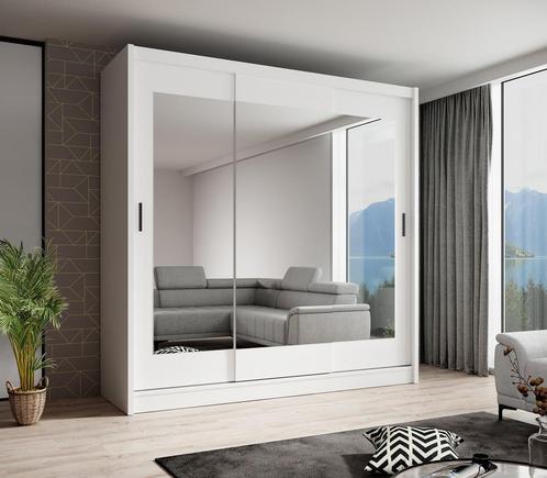 Kledingkast Wit 204x63x205 Garderobekast met spiegel, Huis en Inrichting, Kasten | Vitrinekasten, 50 tot 75 cm, Nieuw, 200 cm of meer