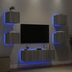 vidaXL 5-delige tv-wandmeubelset met LED-verlichting grijs, Verzenden, Nieuw, Overige houtsoorten