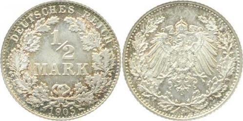 0 5 Mark Duitsland 1/2 Mark 1905 D halbe Markstgl J 016 z..., Postzegels en Munten, Munten | Europa | Niet-Euromunten, Verzenden